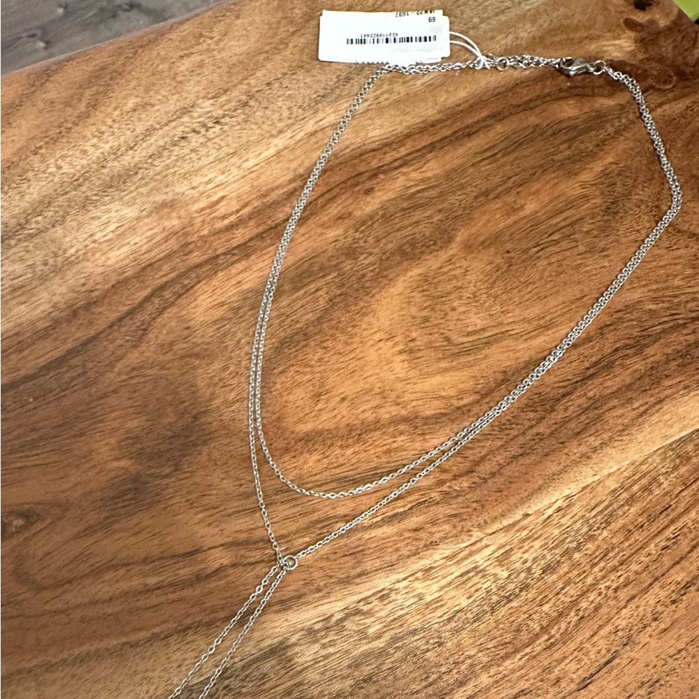 NWT Nordstrom silver necklace with double layers and double y accent